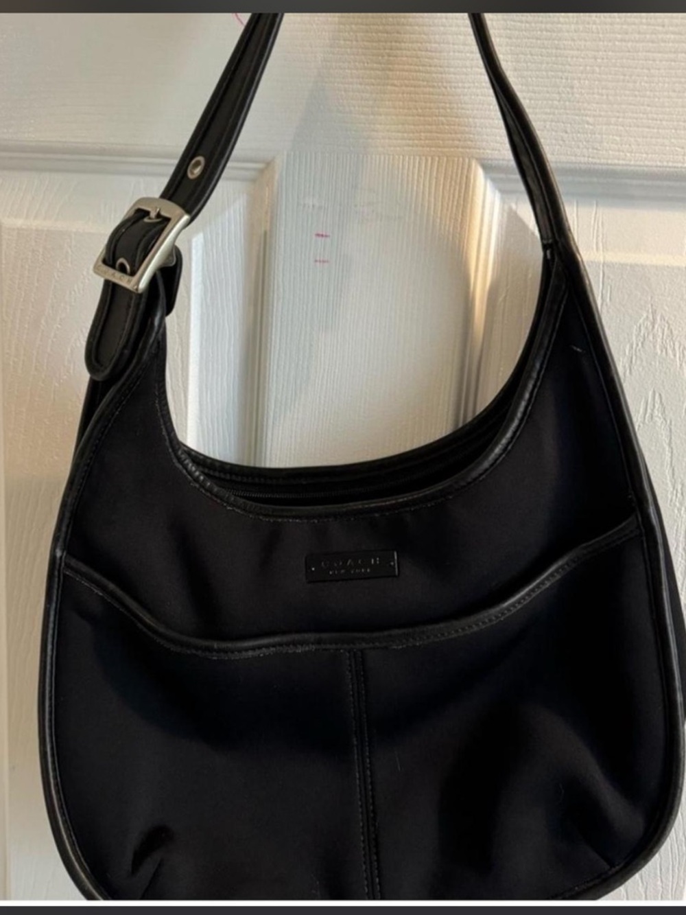 Coach Black Nylon Shoulder Hobo with Adjustable Buckle Strap
